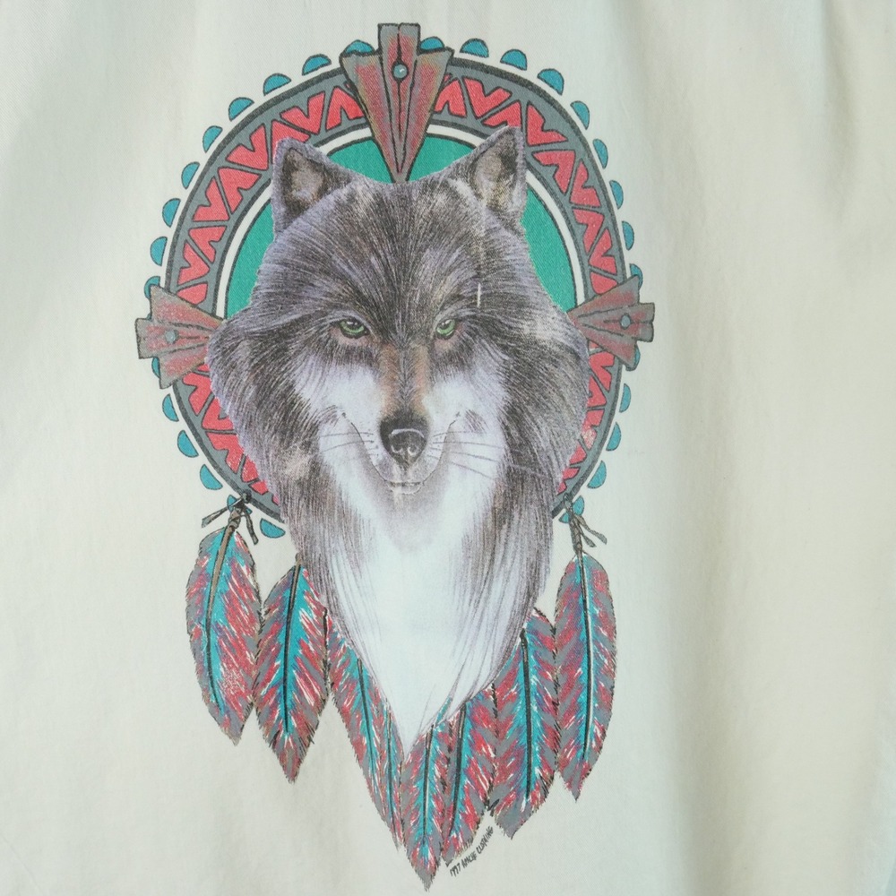 Vintage 90s Apache Clothing Wolf Dreamcatcher Western Shirt Mens XL Biker - Picture 5 of 6